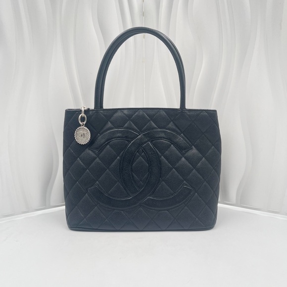 CHANEL Handbags - CHANEL Medallion Tote Bag Black Caviar Leather